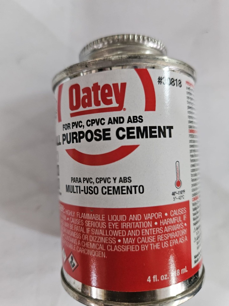 Oatey A/Purpose PVC Cement-4oz-M/Clear